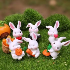 6pcs Animal Cartoon Bunny Kawaii Rabbit Doll Desktop Cake Decoration