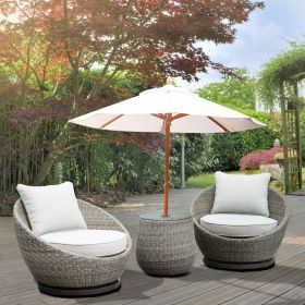 Swivel Woven Chairs, Side Table - All-Weather Resin Wicker, Fully Assembled