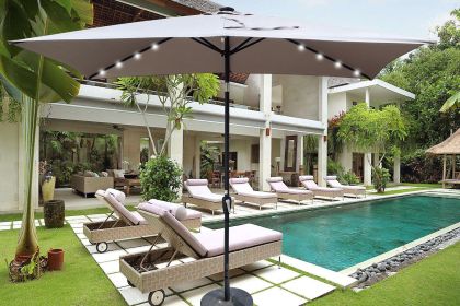 Rectangular Patio Solar LED Umbrellas