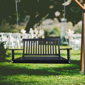 Front Porch Swing with Armrests, Wood Bench Easy to Assemble