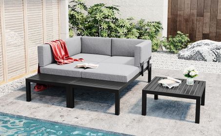 Outdoor 3-piece Aluminum Alloy Sectional Sofa Set