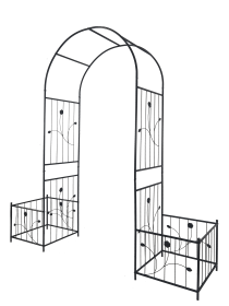 Metal Garden Arch with two plant stands High Climbing Plants Support