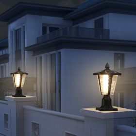 Outdoor Patio Fence Post Lamp with Warm and Cool Lights