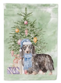 Dachshund Longhair Black Tan Christmas Presents and Tree Garden Flag Mailbox Flag Decorative Yard Flag Banner Outside Patio Artwork Yard Flower Beds