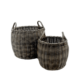 2-Pack Stackable Hand Woven Wicker Storage