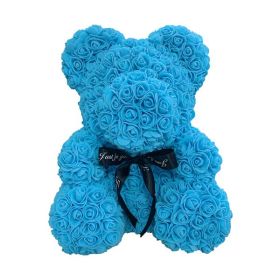 Rose Bear Box Mother's Gift For Mother Valentine's Day Gift (Color: Blue)
