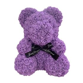 Rose Bear Box Mother's Gift For Mother Valentine's Day Gift (Color: purple)