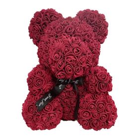Rose Bear Box Mother's Gift For Mother Valentine's Day Gift (Color: claret)
