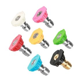 7pcs 1/4 inch Quick Connect High Pressure Washer Gun Spray Nozzle (Color: Colorless)
