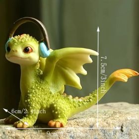 1pc Miniature Fairy Garden Figurines (Items: Dragon Listening To Music)