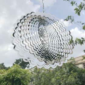 1pc 3D Hanging Wind Spinner Outdoor Decor (Color: Silvery)