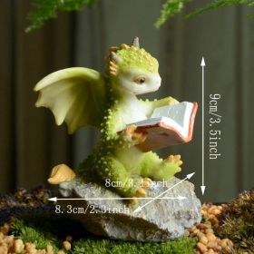 1pc Miniature Fairy Garden Figurines (Items: Dragon Reading On Stone)