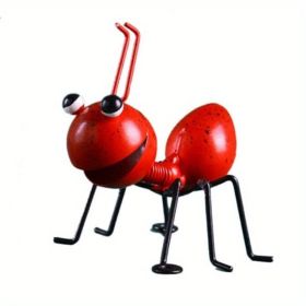 Garden Lawn Decor 1pc Metal Ant Ornament (Color: Red)