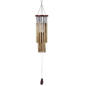 1pc Handmade Hanging Wind Chimes With 27 Tubes For Outside Decoration (Color: Golden)