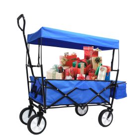 Folding wagon Garden Shopping Beach Cart (colour: blue)